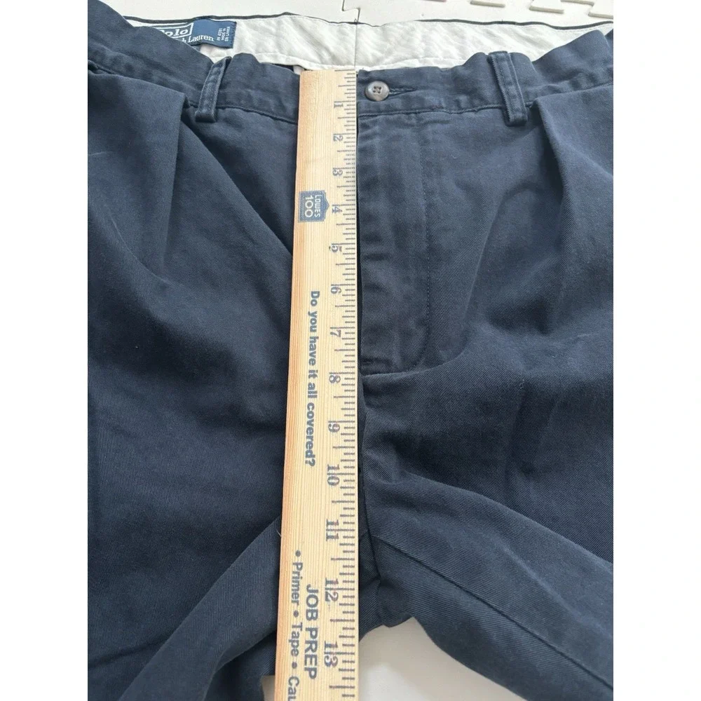 Vtg POLO RALPH LAUREN Ethan Pants Mens Pleated 100% Cotton Chinos - 36/30 Navy